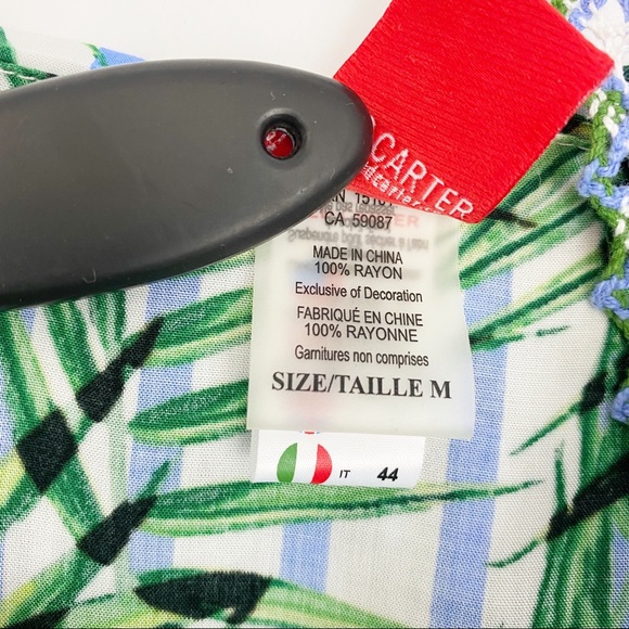 Red Carter Palm Party Swim Cover Mini Dress Tropical Hawaiian Aloha Vacation - Picture 13 of 14